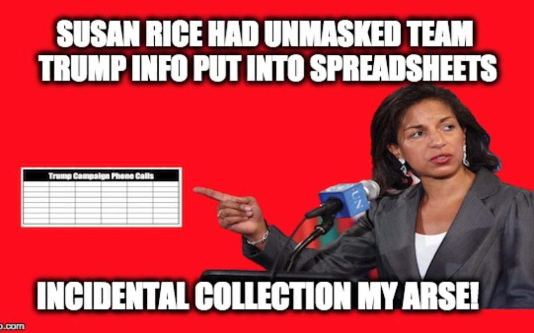Susan Rice Ordered Detailed Spreadsheets On Unmasked Trump/Aide’s Phone Calls