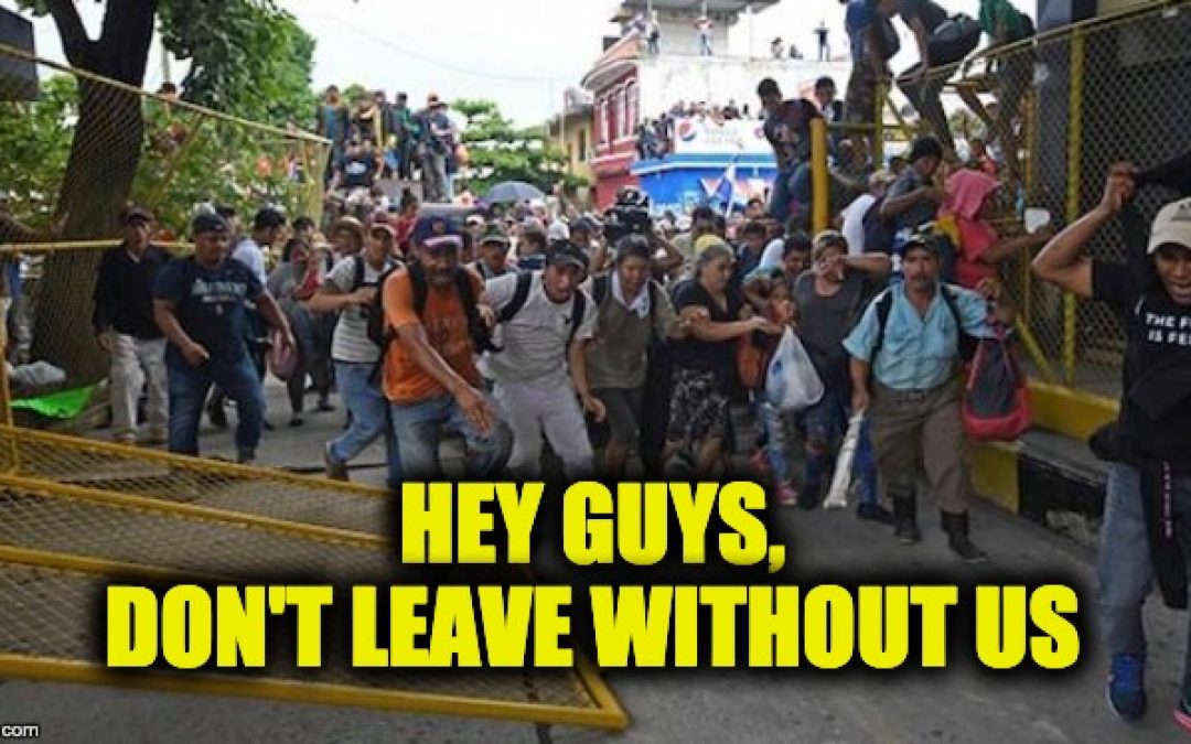 Illegals Storm Mexico’s Southern Border, Jump Fence To Join Migrant Caravan