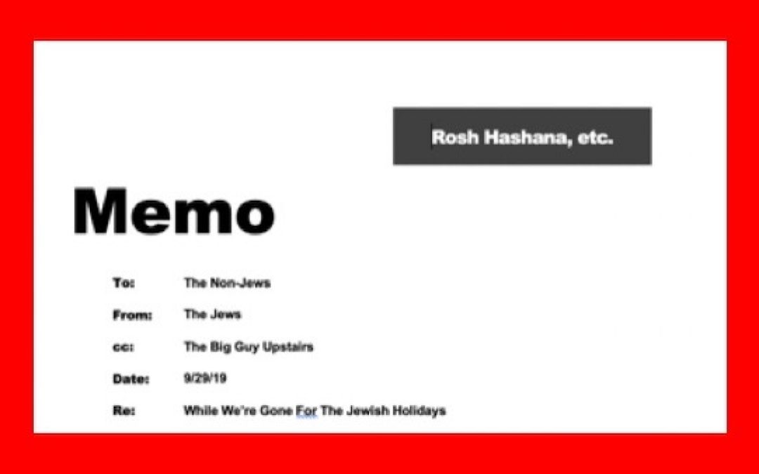 IMPORTANT Message About The High Holidays To Non-Jews From The Jews