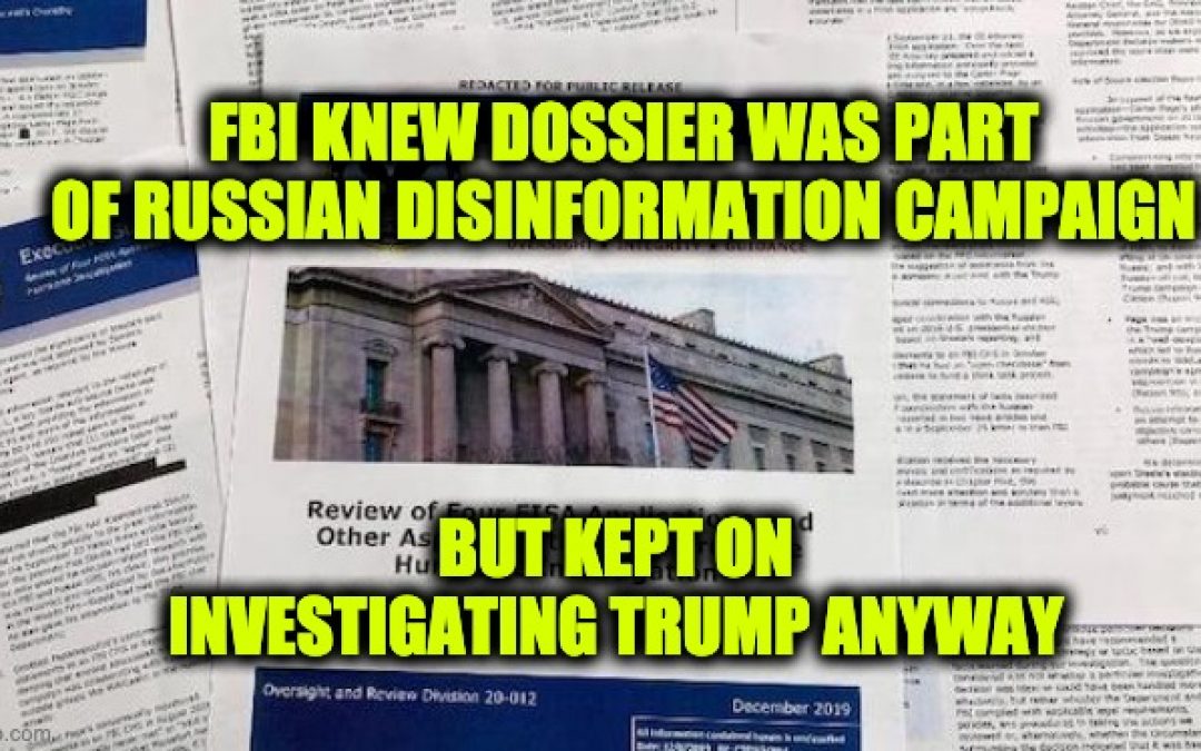 IG Horowitz: FBI Knew Steele Dossier Was Part Of Russian Disinformation Campaign