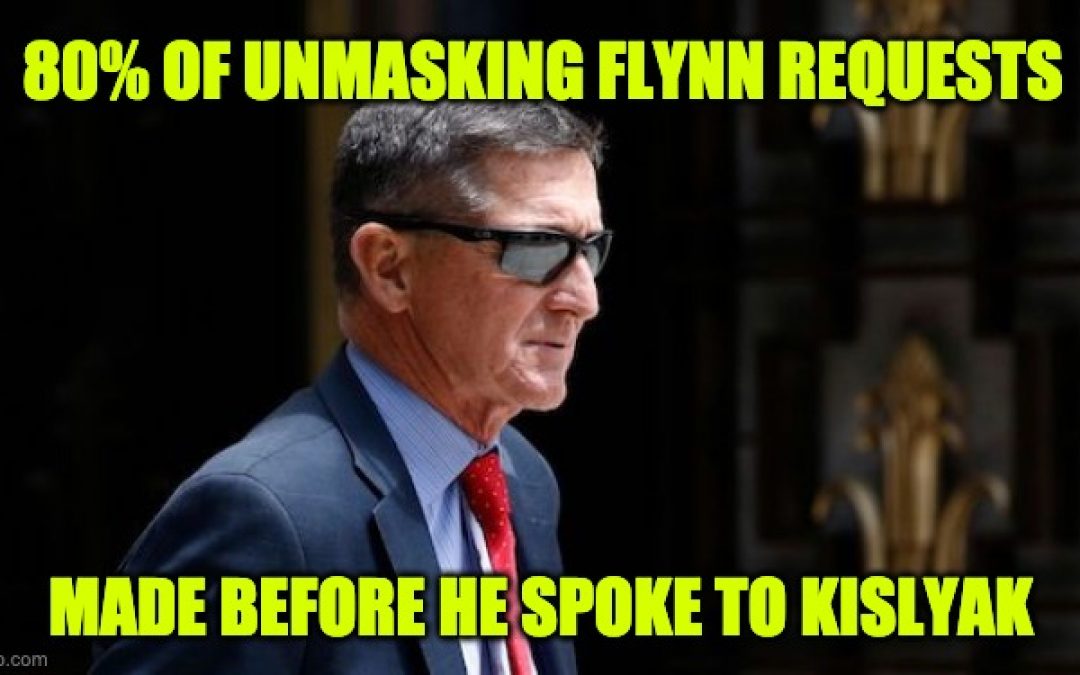 80% Of Unmasking Flynn Requests Made BEFORE Kislyak Phone Call