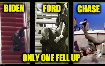 Biden falls up stairs