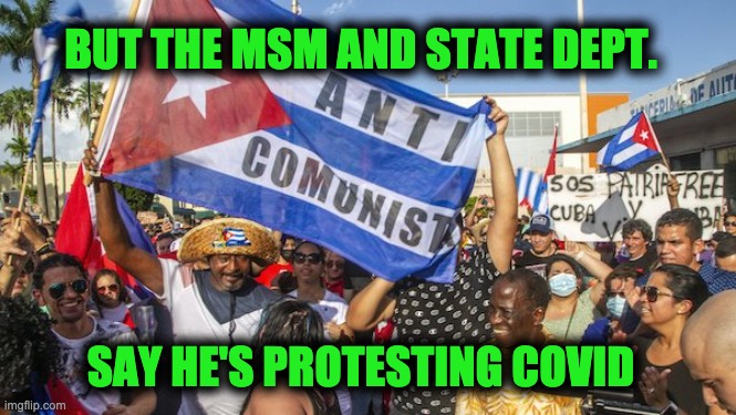 Cubans protesting communism