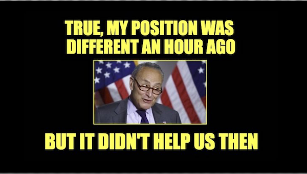 Schumer keeps changing his mind