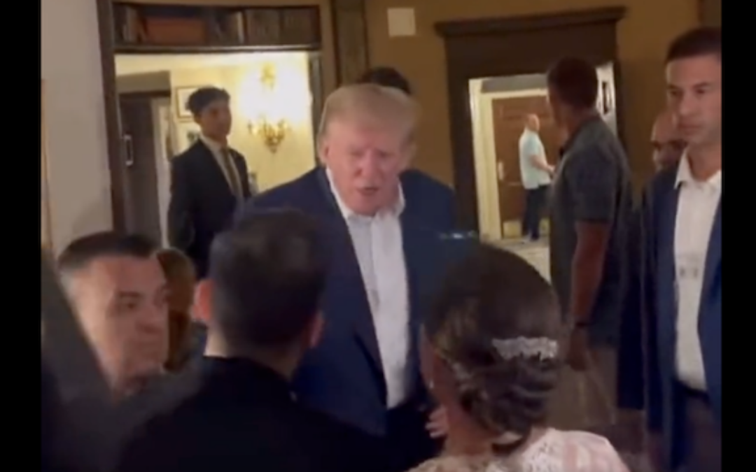 Unflappable Donald Trump Crashes Wedding Party Just After Arraignment